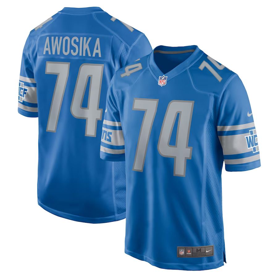 Men Detroit Lions #74 Kayode Awosika Nike Blue Home Game Player NFL Jersey